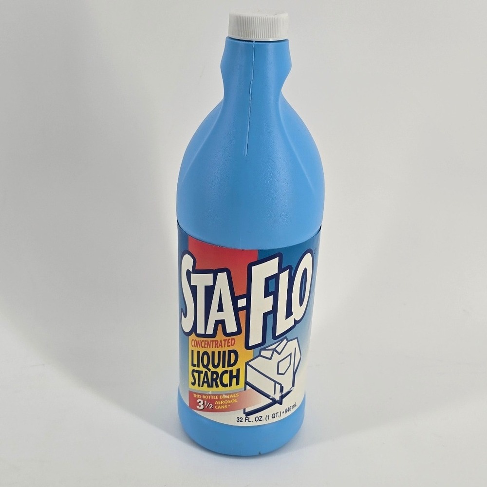 Sta-Flo Concentrated Liquid Starch 32oz Blue Bottle Laundry Crafting Slime Crisp